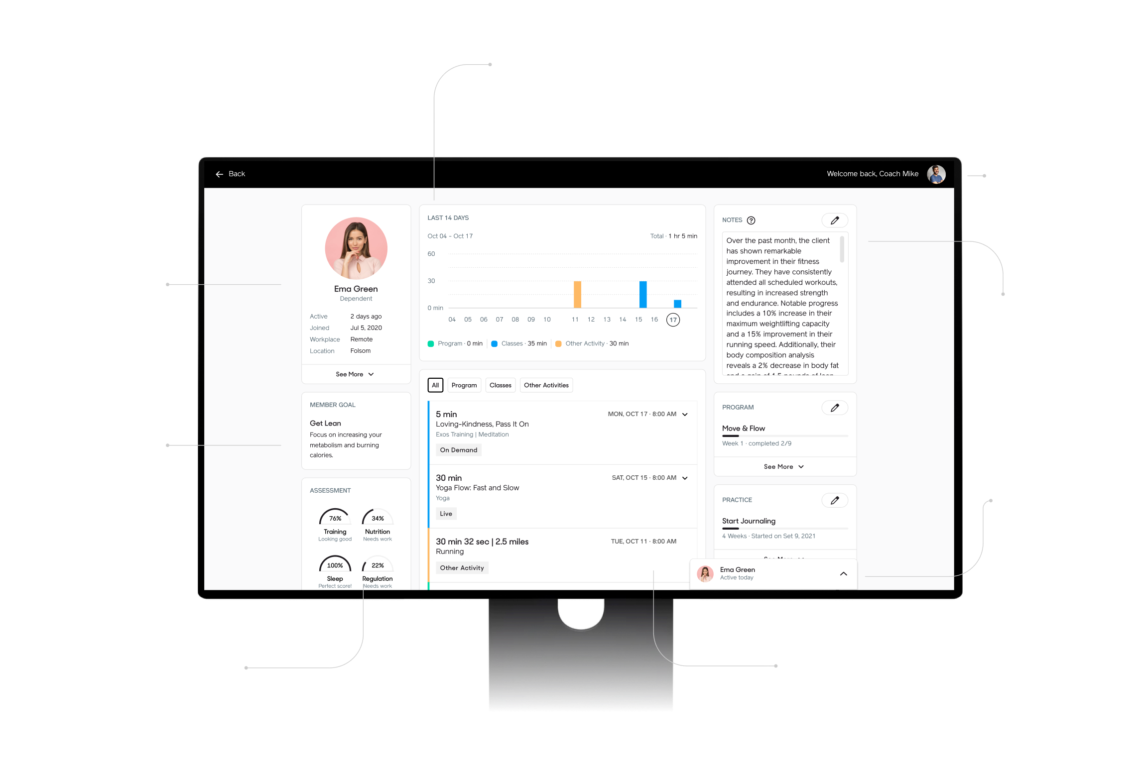 Coach Hub screen